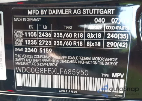 2020 Mercedes-Benz Glc 300 4Matic from USA, damaged, VIN WDC0G8EBXLF685950